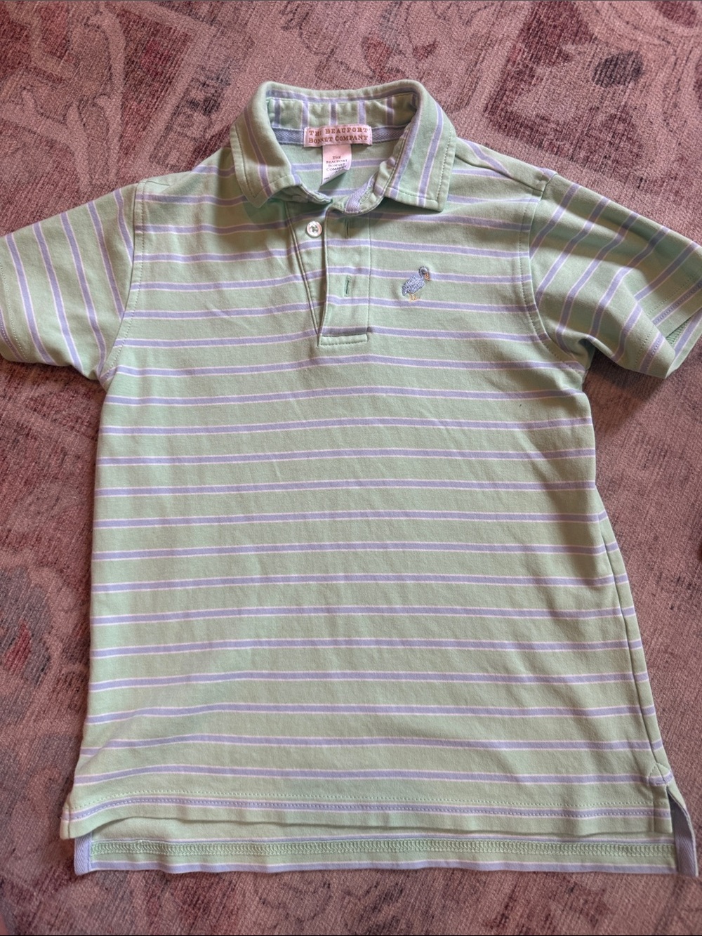 The Beaufort Bonnet Company Light Green & White Striped Polo - Kids